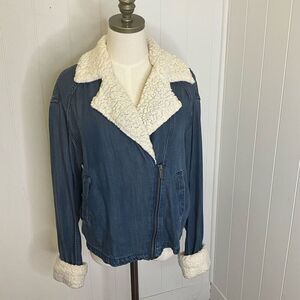 Splendid Women’s Large Long Sleeve Faux Sherpa Lined Jacket Coat